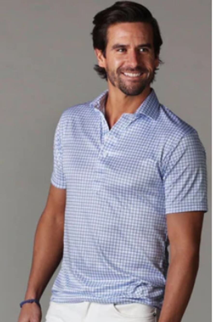 Collars and Co Polo Shirt Semi Spread Collar Blue Tattersall Size Medium